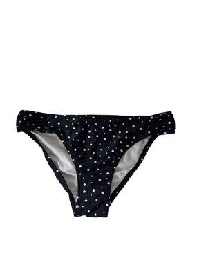 California Waves Bikini Bottom S  Black Polka Dot Ruched Side Summer Beach